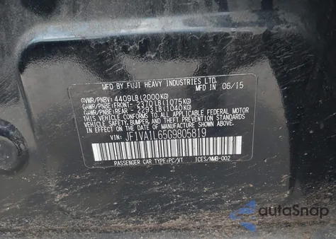 2016 Subaru Wrx Limited из США, поврежденный, VIN JF1VA1L65G9805819